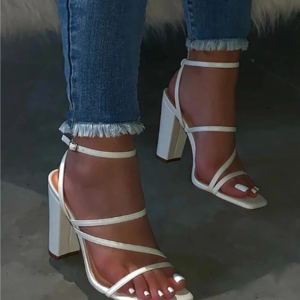 White Open Toe High Heel size US 10